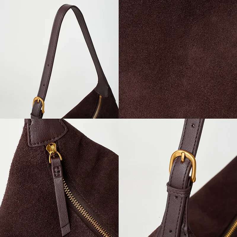Genuine Women's 2024 Autumn/Winter New Style Frosted Cow Leather Tote Bag High End Feel Casual Single Shoulder Slant