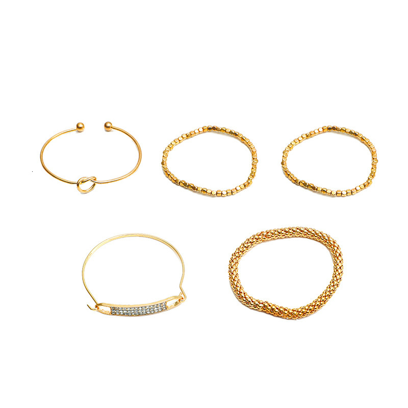 5-Piece Chain Bracelet with Dias, Multi-Layer Geometric Hollow Bracelet, Ins Style Creative Jewelry Set