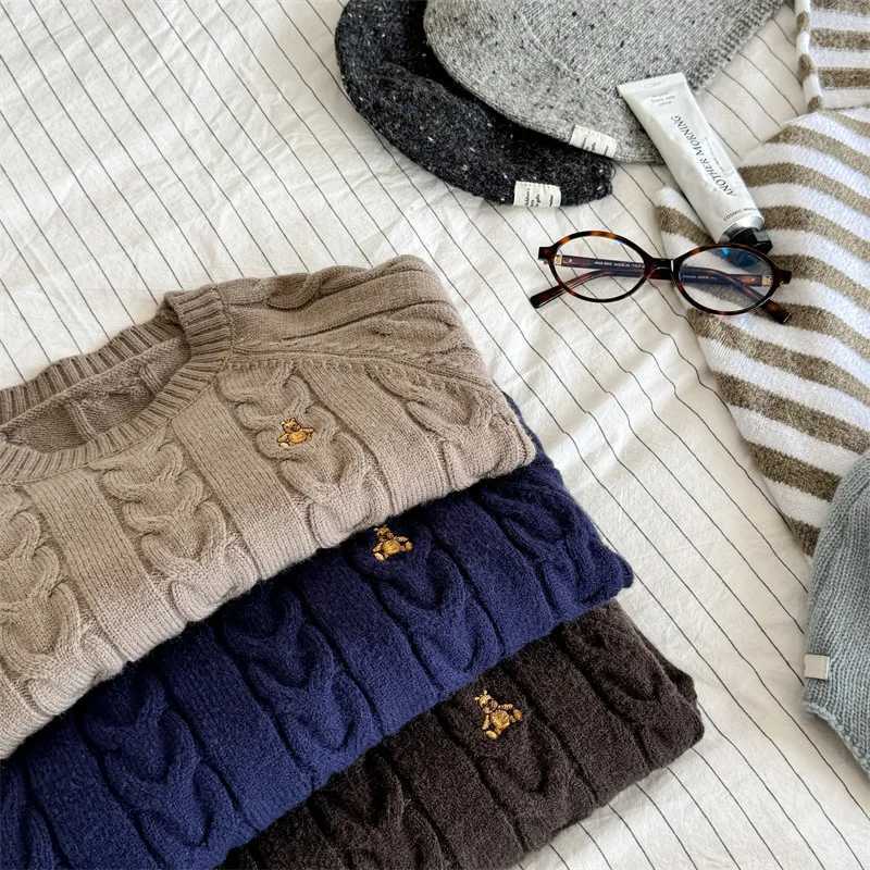 2024 Winter New Children Knit Sweater Baby Girl Thick Warm Knit Pullover Long Sleeve Kids Boys Cartoon Sweater Infant Clothes L251104