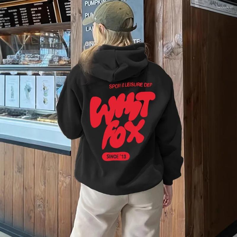 Women's Hoodies Fashionable Casual Hoodie Style Loose Top Trendy Brand WHTFOX Polyester Fiber Full Sleeve Long Hooded Sweatshirt
