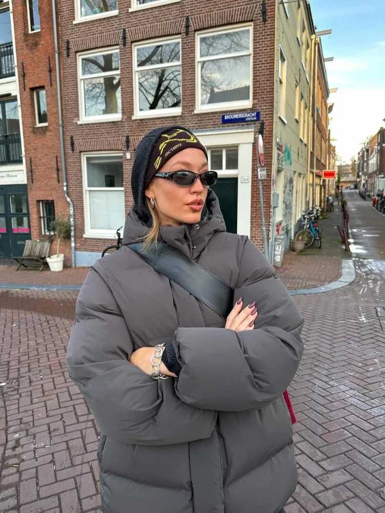 Winter Cotton Coat Jacket Down Cotton-padded Thickened Hooded Puffer Jacket For Men And Women Casual Loose Fit OuterwearT251105