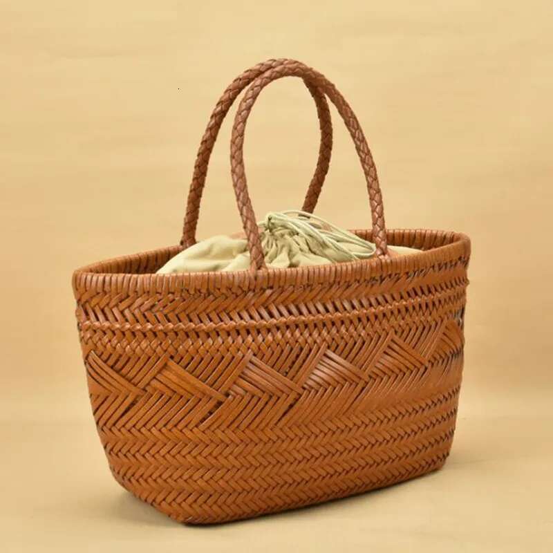 French hand-woven 100% Genuine Leather Shoulder with Casual Woven Inside Vintage Shopping Bag Crossed Tote Bags