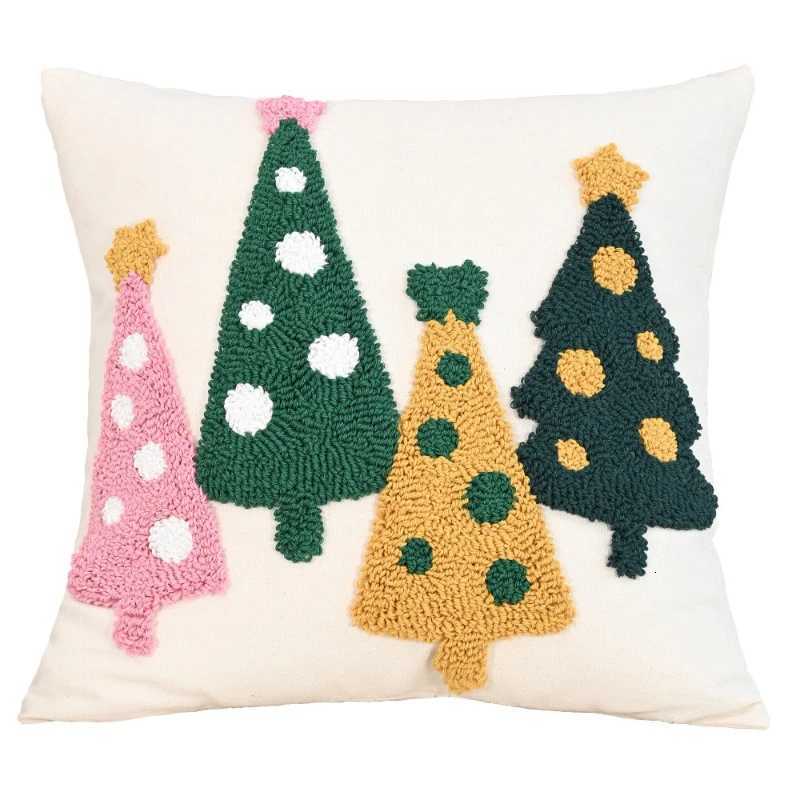 45x45CM Christmas Tree Throw Pillow Cover Nordic Embroidery Stamping Waist Cushion Cover Decor Home Decorative Pillowcase Y251105