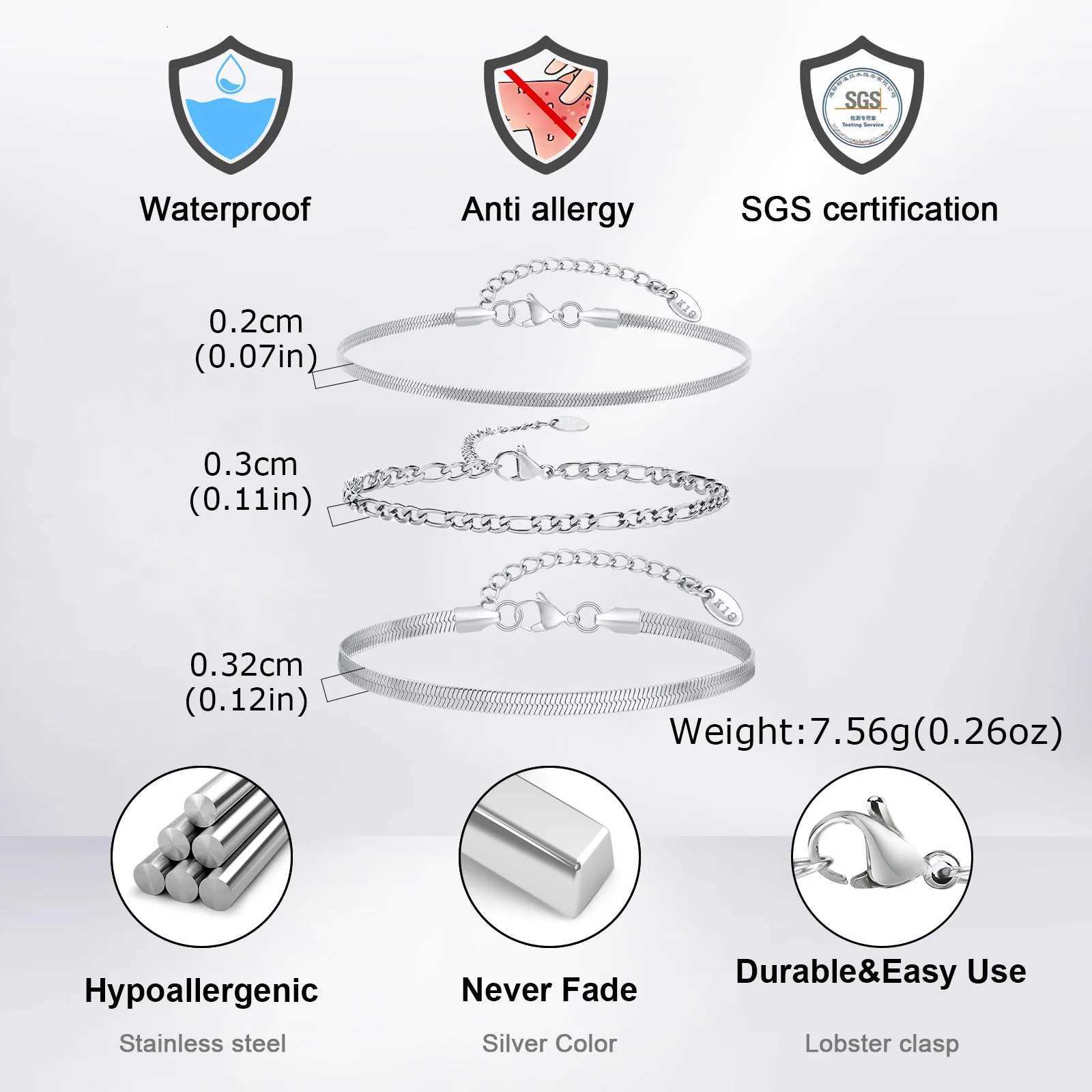 3pcs/set Minimalist Chain Bracelet for Men BoysStainless Steel Silver Color Chain Adjustable WristbandSimple Jewelry Set GiftXJ251105