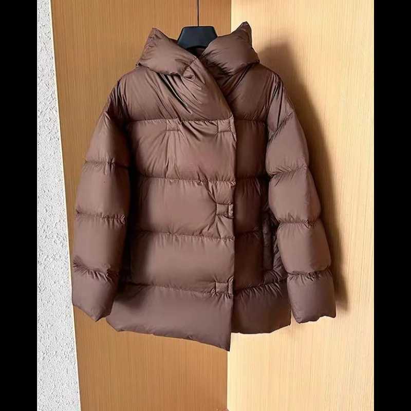 Mid-length Coats for Women Loose Hooded Outerwear Feather Coats Casual and Simple Korean Fashion Winter 2024T251105