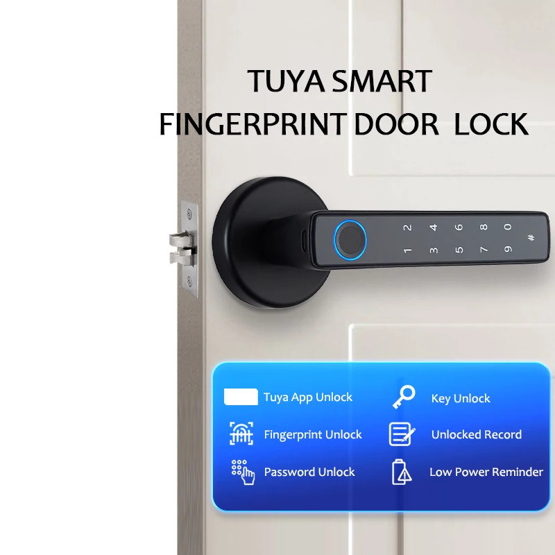 Tuya Smart Fingerprint Door Lock knob Bluetooth Wireless Digital Door Lock Keyless Entry Door Lock Home Security Remote Lock 250402
