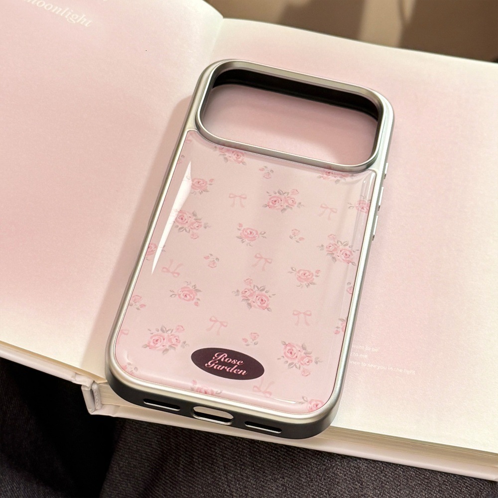 Girly Pink Flower Electroplated Phone Case Suitable for iPhone 17/16 Pro Personalized All-inclusive iPhone 15/14 Anti-fall