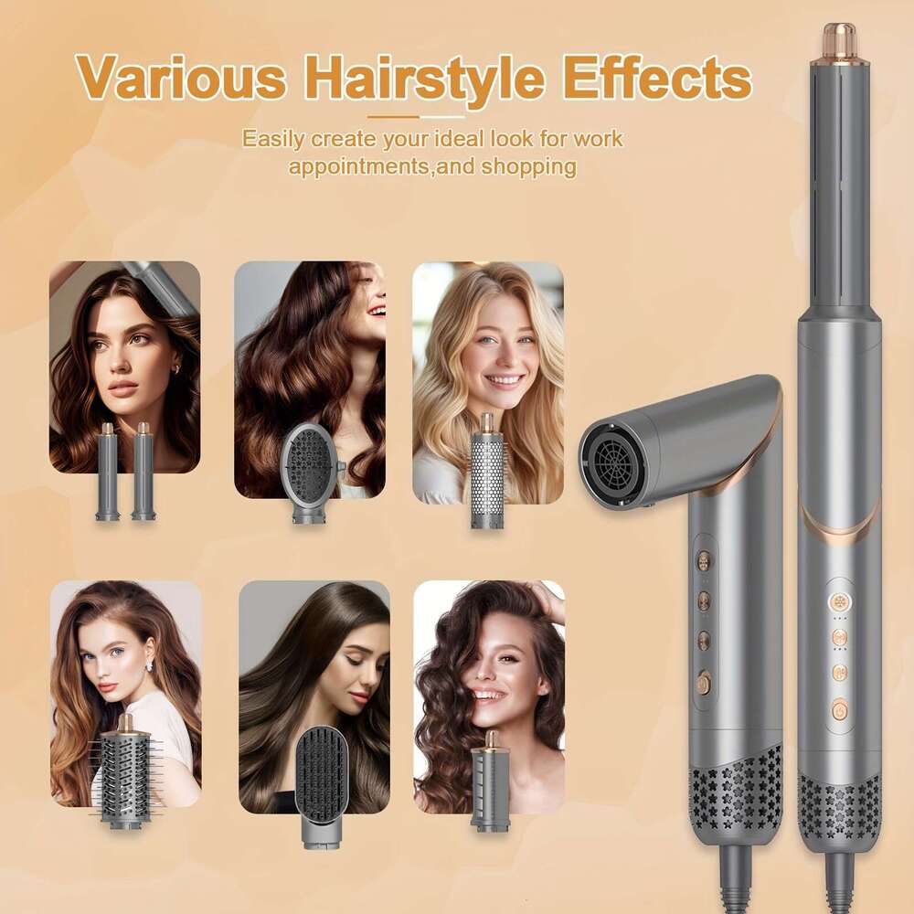 8In 1 Negative Ionic Foldable Wrap Air Styler Set, 110000 RPM High-Speed Hot Dryer Brush Set For Curling, Fast Dry, Straightening - Versatile Hair Sty