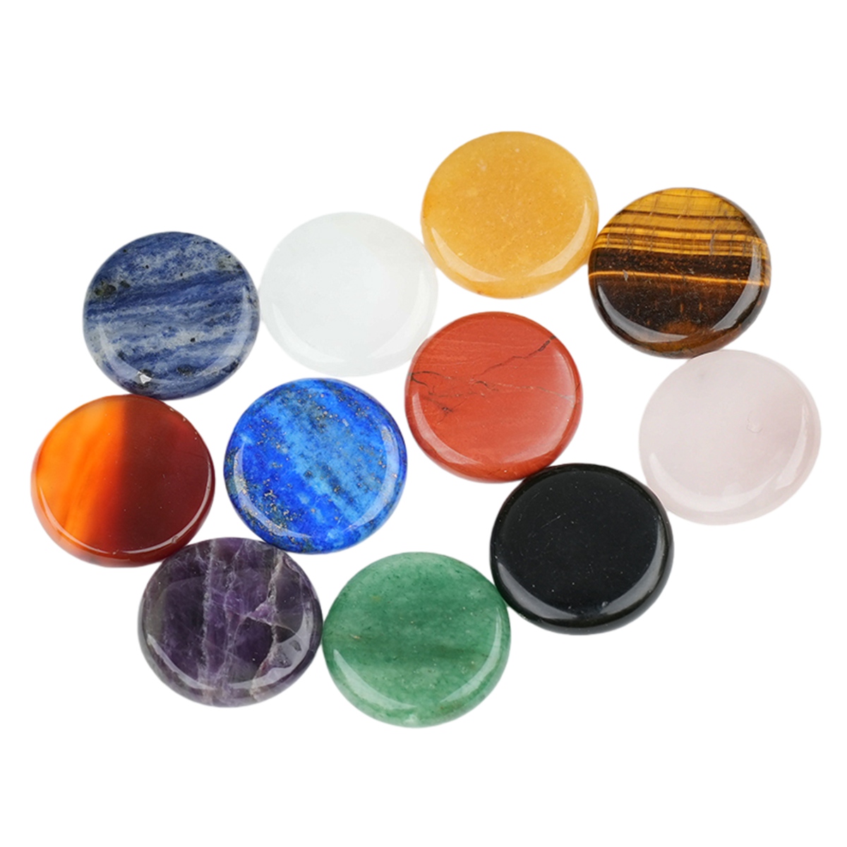 Double Flat Circular Gemstone Disc for Home Decor 30MM Round Crystal Cabochon for DIY Jewelry Making Pendant Ring Craft Supplies