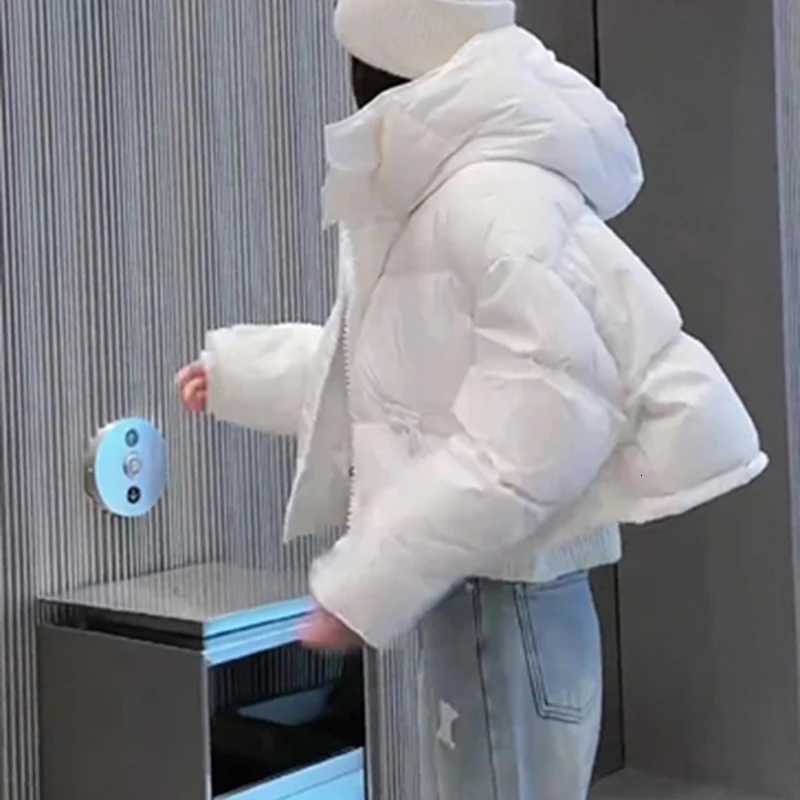 Fall Winter Warm Puffy Jacket Women Zip Up Harajuku Y2K Parkas Coat Long Sleeve Loose Casual Lazy Cargo Cropped OutwearT251105