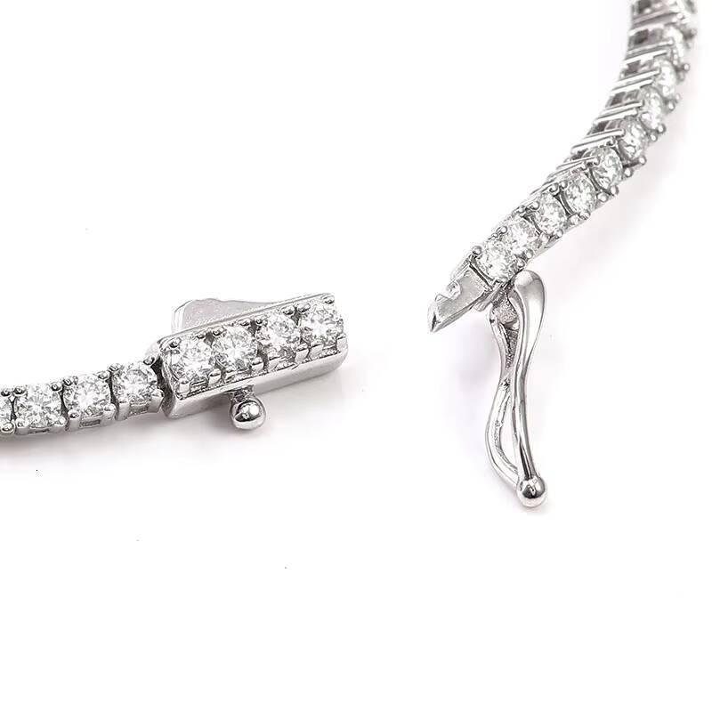 Upgraded Locks Moissanite Diamond Tennis Bracelet 925 Silver Moissanite Chain Mossanite Tennis Chain