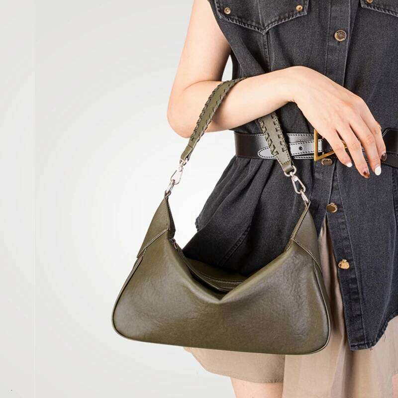 Hifashion Trendy Genuine Leather Underarm Shoulder Bags For Women 2025 Designer Crossbody Hobos Half Moon Ladies Handbags