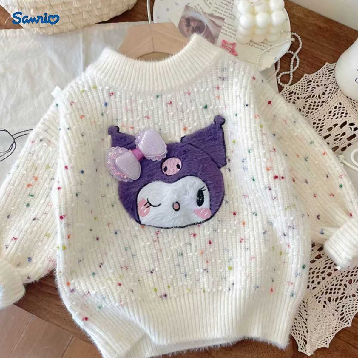 Sanrio Girls Sweater Mink Autumn Winter New Fashionable Small and Medium Children 2025 Thickened Kuromi Top Base Knitted Shirt H251105