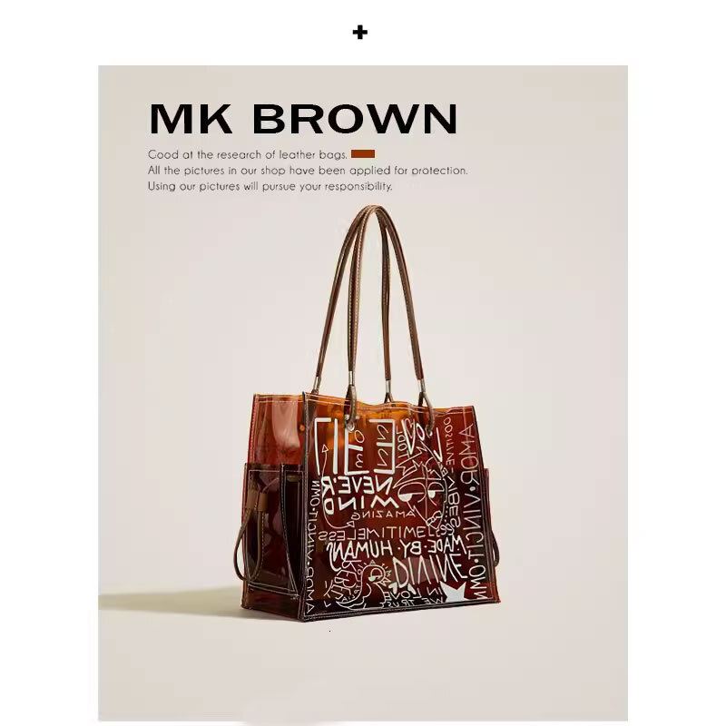 2025S New Model Designer Popular Transparent Large Capacity Graffiti Women S Fashionable Niche Single Shoulder Tote Bag Totebag