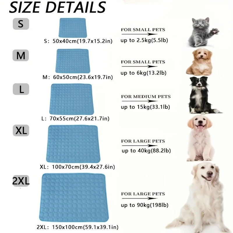 Dog Cooling Mat Summer Pet Cold Bed Large For Small Big Dogs Pet Accessories Cat Durable Blanket Sofa Cat Ice Pad Blanket 250402