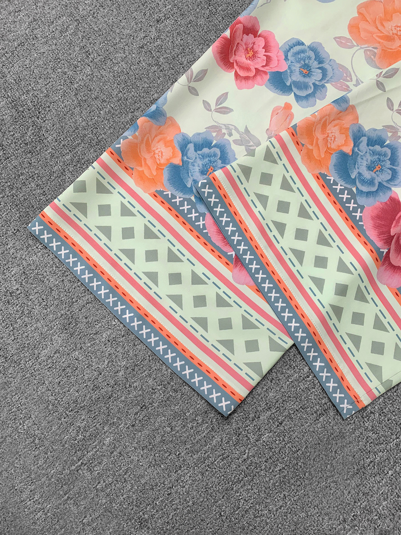 Elegant Powder Hue Ensemble for Her Stylish Street Fashion Two Piece Featuring a Simple Bustier and Flowing Floral Bottoms from Korea Style Apparel Co