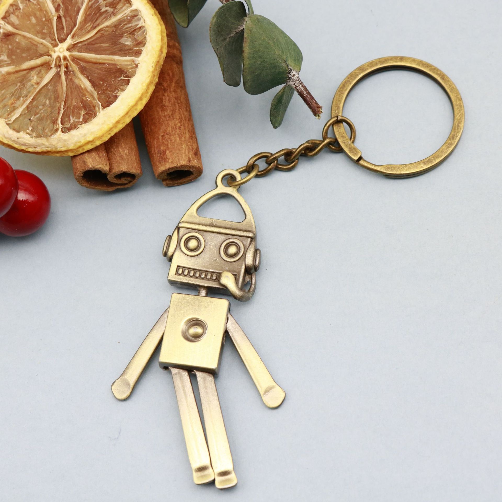 Retro Keychain Personalized Copper Musician Metal Charm Creative Bag Pendant Hip Hop Key Ring