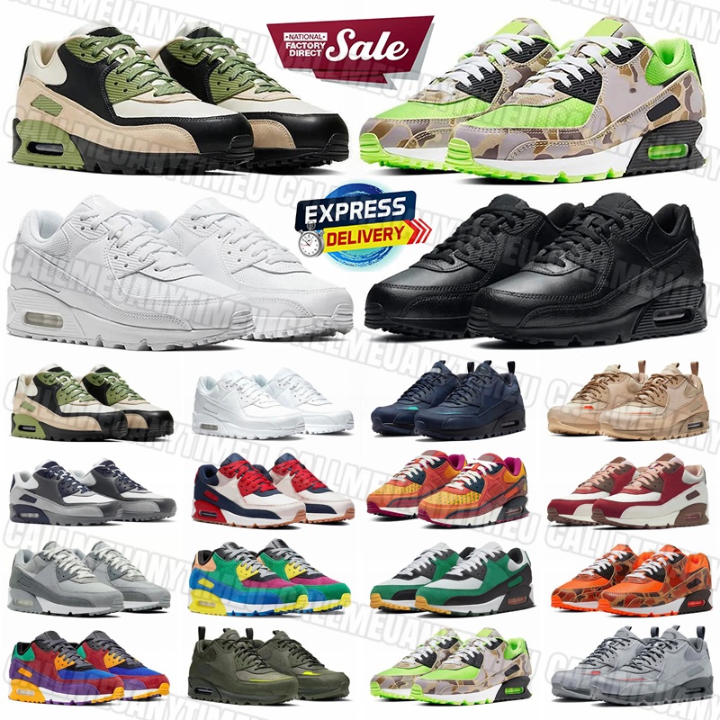Designer 90 Mens trainers 90s Womens Running Shoes Triple Black White Camouflage green Mesh leather rubber Classic Outdoors Sports Sneakers Factory Direct Sale