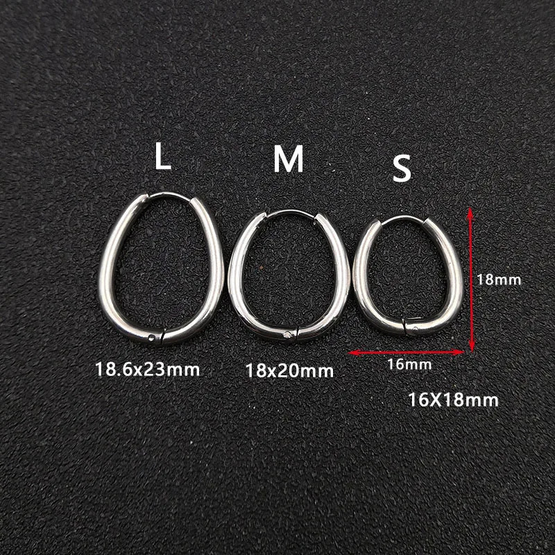 10pcslot Gold Stainless Steel Water Drop Hoop Earrings Black Geometry Oval Earrings for Women Female Jewelry Wholesale 251131