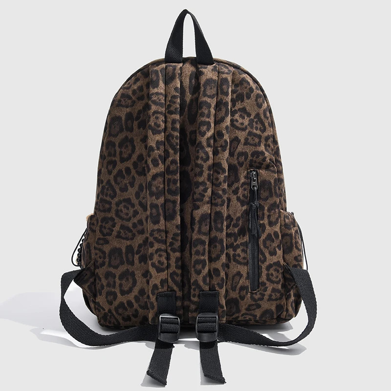 Leopard print Woman Backpack School Book Bags For Teenage Harajuku Female College Bag Student Lady leisure BagPack 251104