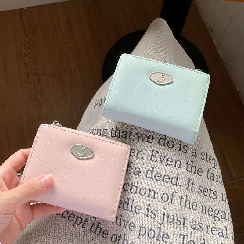 Envelope ~ Wrinkled Texture Women's Foldable Zipper Leather Money Clip Wallet Simple