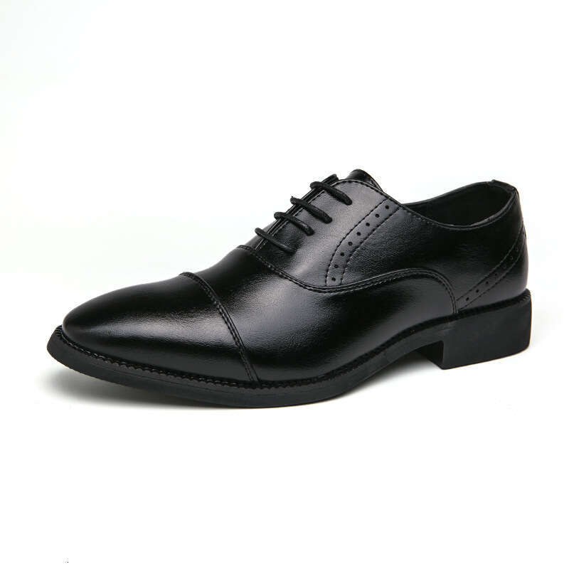 Large Business Dress Black Lace up Carved Triple Joint 38-46 Office Leather Shoes Men's