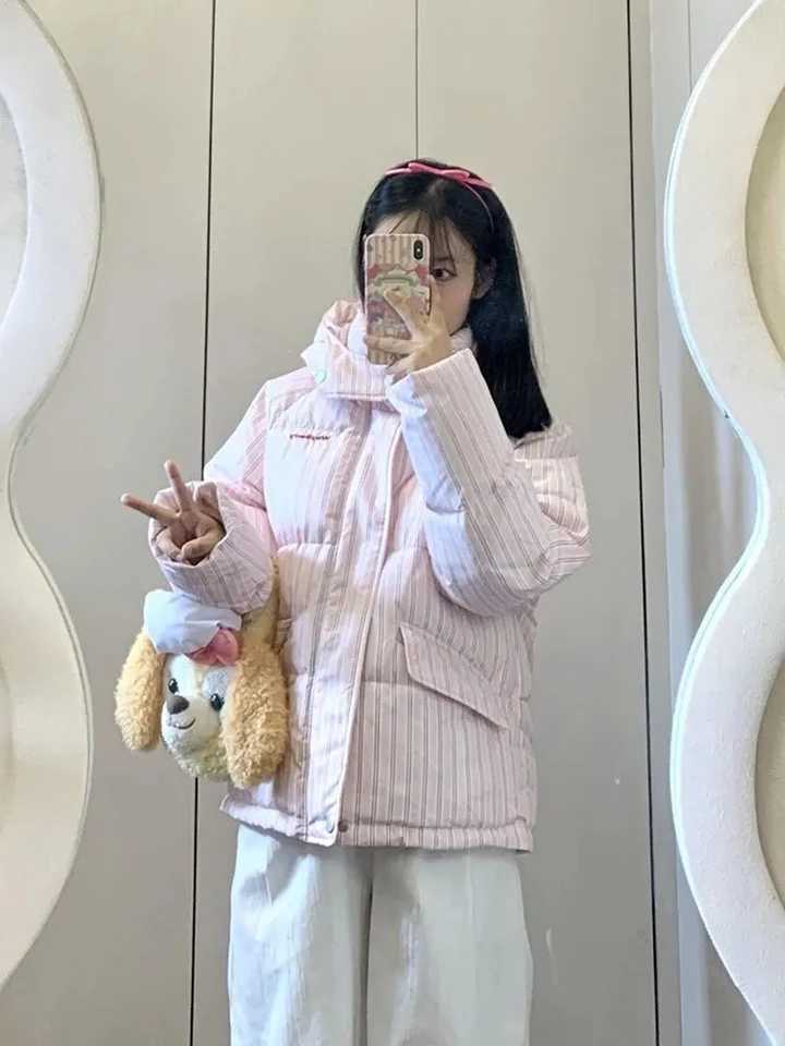 2025 Winter New Hooded Jacket Korean Loose Warm Thick Cotton Coat Women Printing Overcoat Quilted Coat Women Long Parkas OutwearT251105