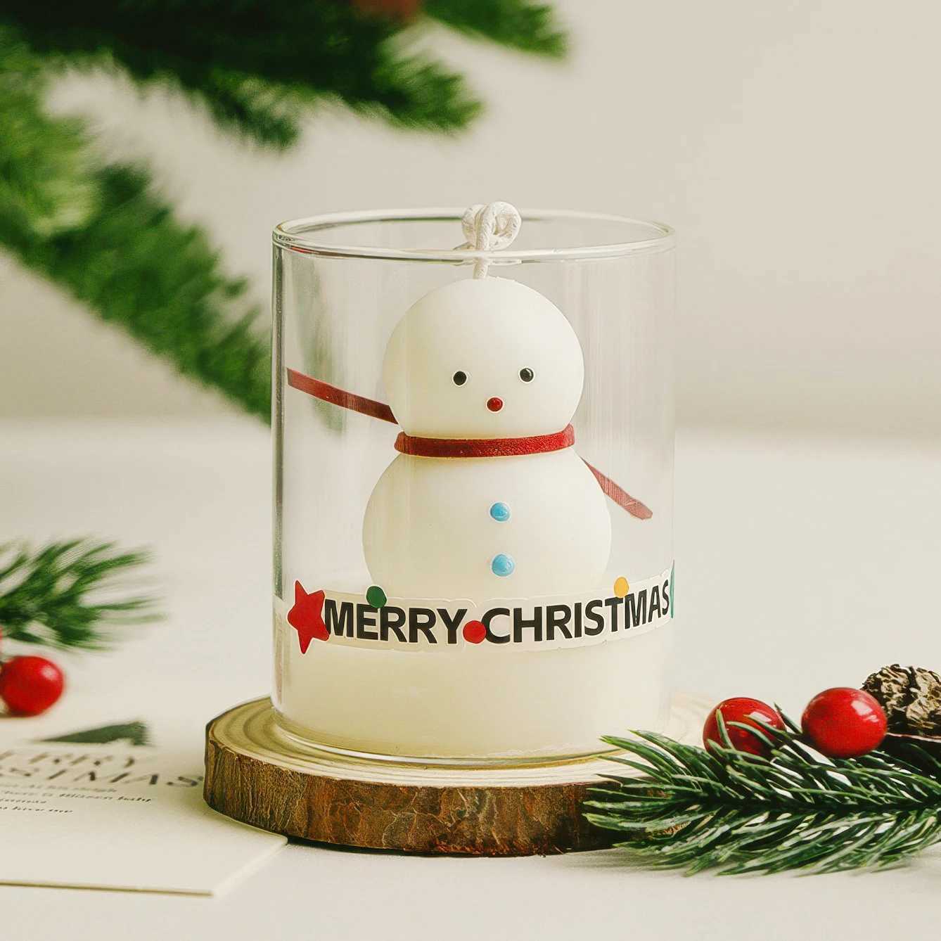 Christmas Scented Candle Glass Cup Soy Wax Santa Tree Snowman Reindeer Gift Home Decoration Holiday Aromatherapy Candle C251105