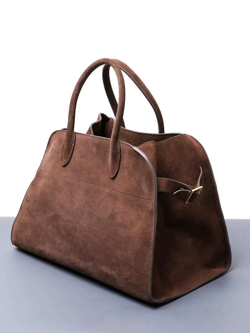 Bags Women Natural Suede Handbag For Women Nubuck Cow Leather Large Capacity Casual Tote Bag Solid Commute