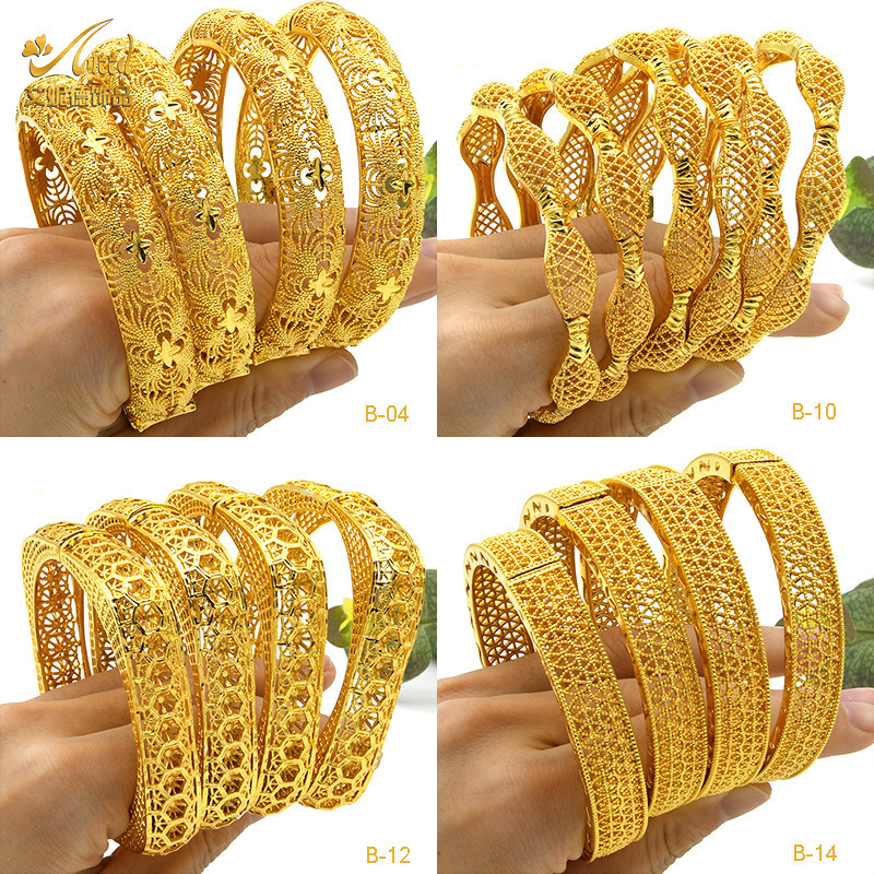 Alloy Spring Womens Indian Sand Gold Jewelry Bracelet Ring-shaped Gold-plated Hollow Accessories Jewelry Bride Bracelet 240912