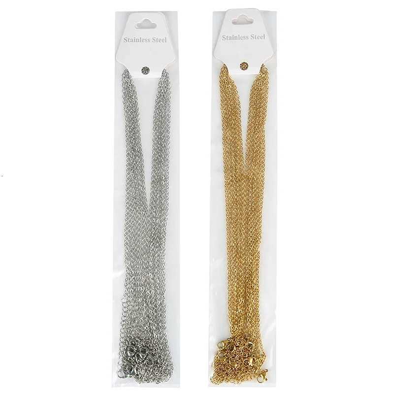 10pcs/lot 455cm 45cm 50cm Stainless Steel Adjustable Link Chain Necklace Women Gold Color Fashion chokers Jewelry WholesaleW251105
