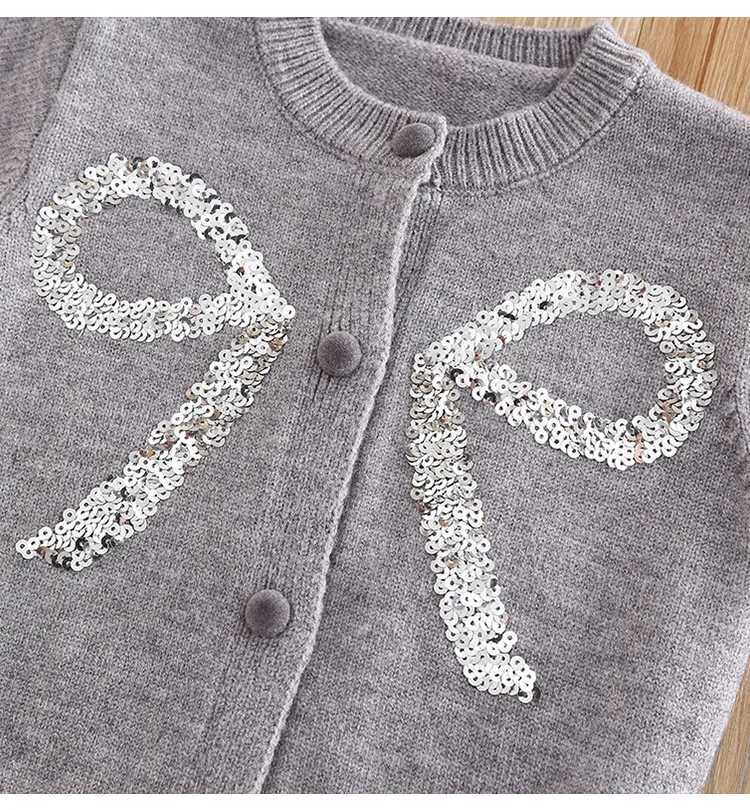 Kids Girl Sweater Set CardiganSequins Skirt Autumn 2PC Clothing Top and Bottom Set Casual 1-6Y Toddler Knited Dress Outfits Y251105