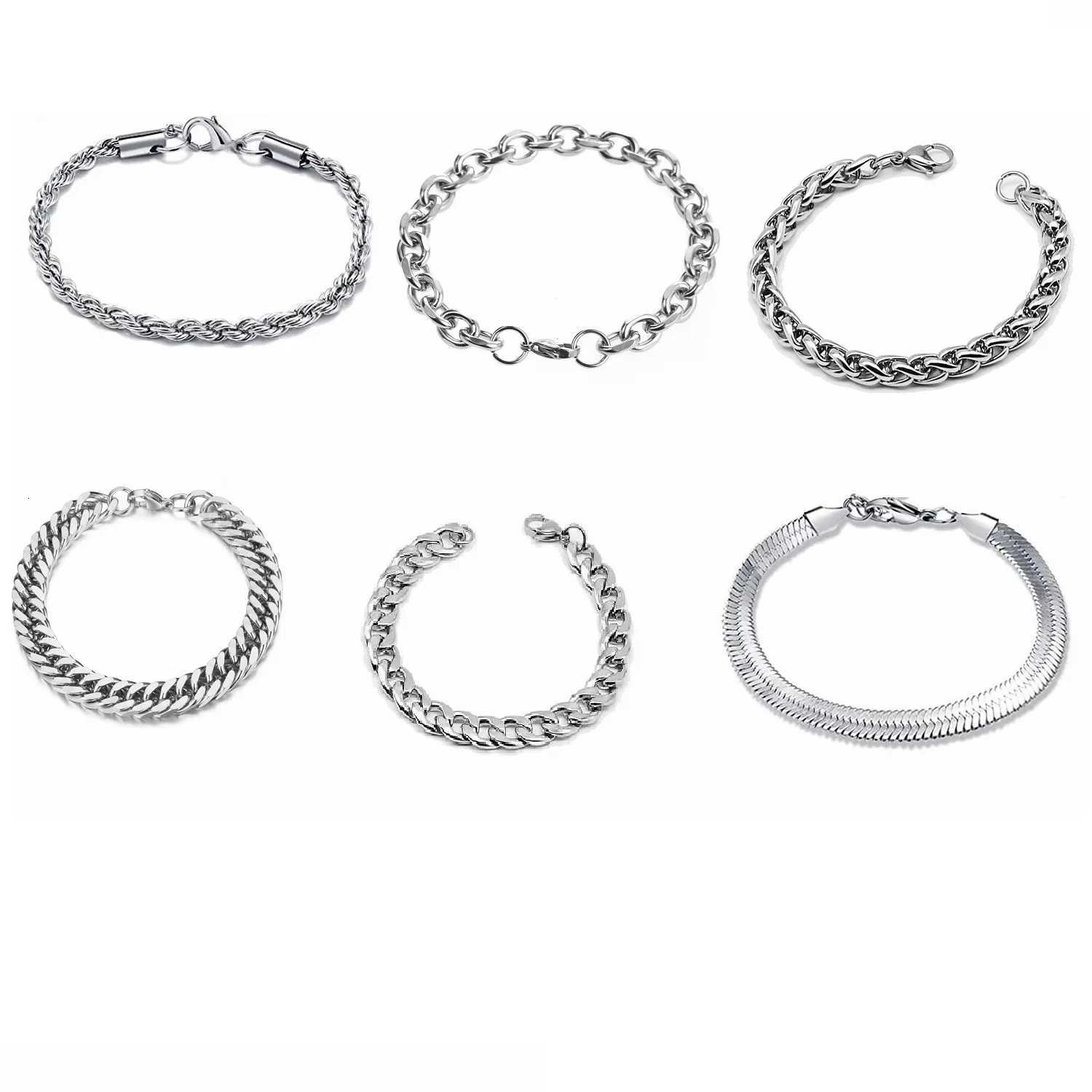 316L Stainless Steel Cuban Cable Figaro Chain Bracelet for Men Women Kpop High Quality Jewelry Solid Metals not FadeXJ251105