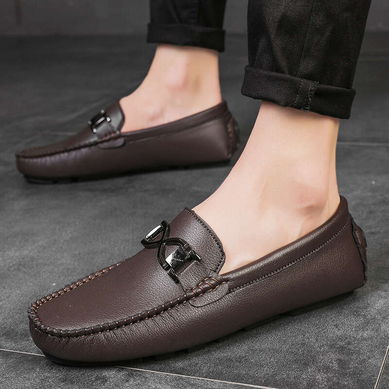 British style set foot bean 2023 spring and autumn suede casual men's big size shoes 39-45 loafers