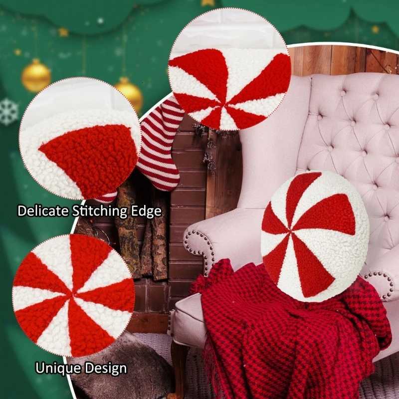 Christmas Cushion Candy Soft Plushie Through Pillow for Home Decoration Y251105