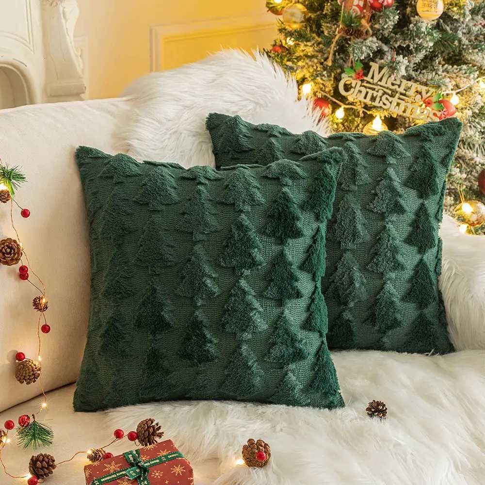 2 Pcs Christmas Tree Decorative Throw Pillow Covers Soft Fluffy Pillowcases for Home Dcor Boho Pillow Covers for Couch Bedroom Y251105