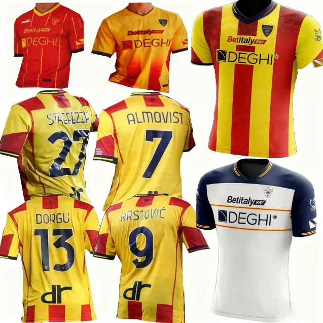 25 26 Lecce BANDA Mens Home Away Soccer Jerseys ALMQVIST RAFIA KRSTOVIC DORGU STREFEZZA BURNETE 2025 Football Shirts Short Sleeve Uniforms