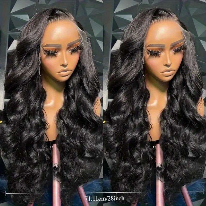 Luxurious 250% Density Body Wave Lace Front Wig Women - 13X4 HD Transparent, Pre-Plucked With Baby Hair, Glueless Human Hair In Natural Black, Full An