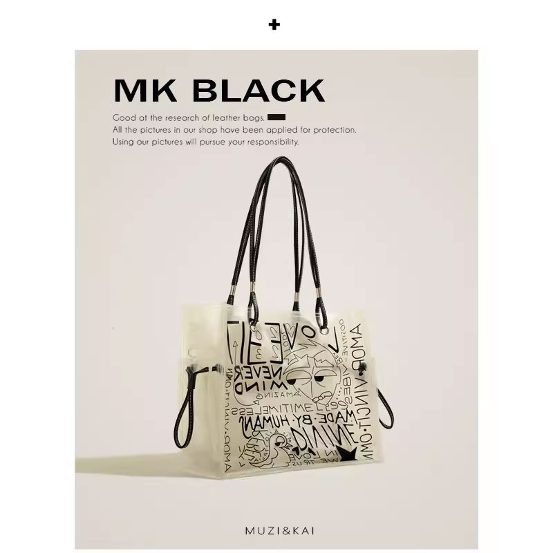 2025S New Model Designer Popular Transparent Large Capacity Graffiti Women S Fashionable Niche Single Shoulder Tote Bag Totebag