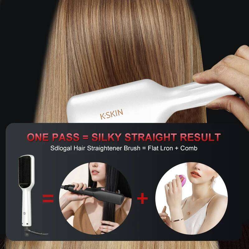 KSKIN Top Hot Sale Straightener 2 In 1 Mini Brush Multifunctional Professional Flat Iron Hair Comb Xiusiyuan251105