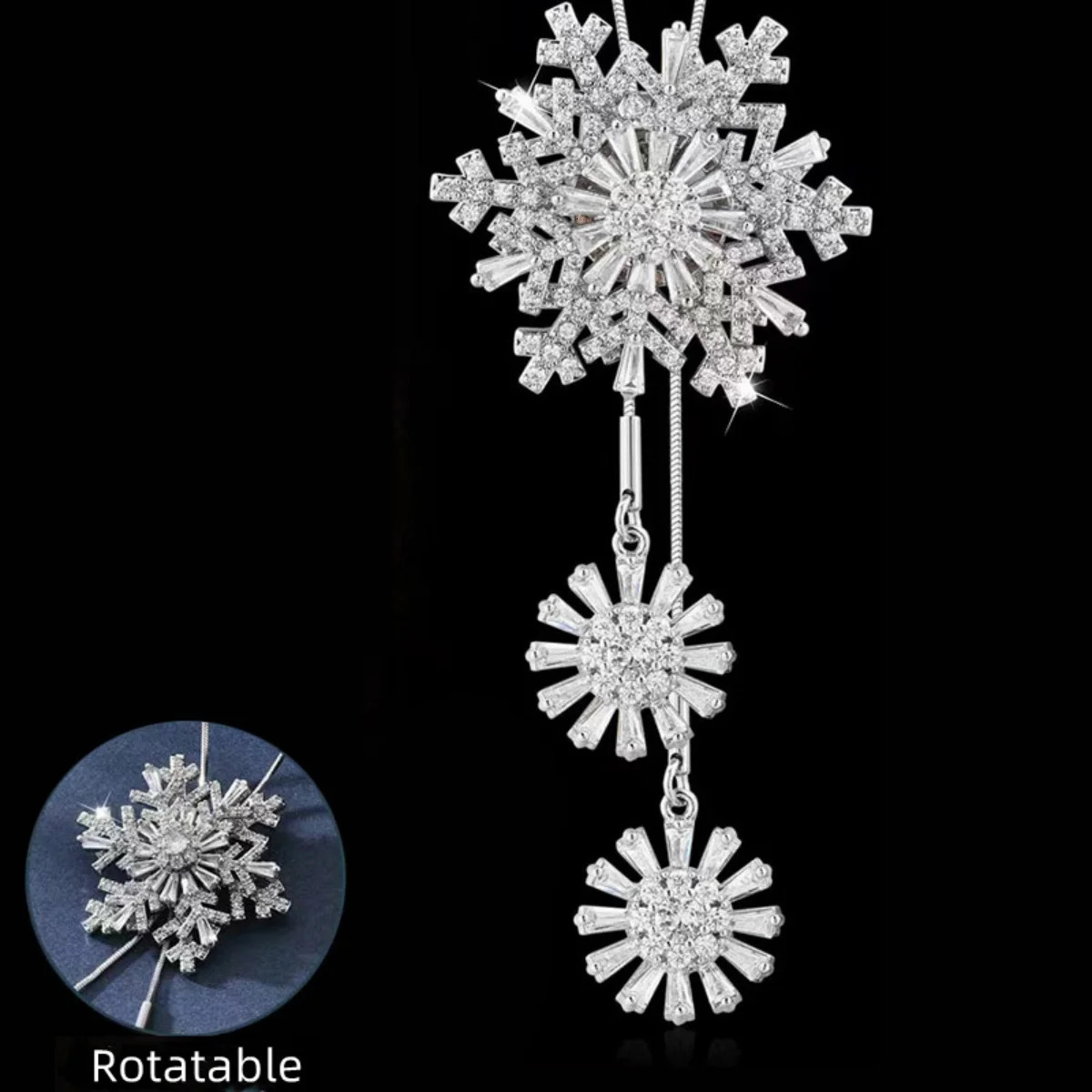 Christmas Necklace Rotating Snowflake Adjustable Long Chain Choker Elegant Sweater For Women Men Jewelry Gift 251104