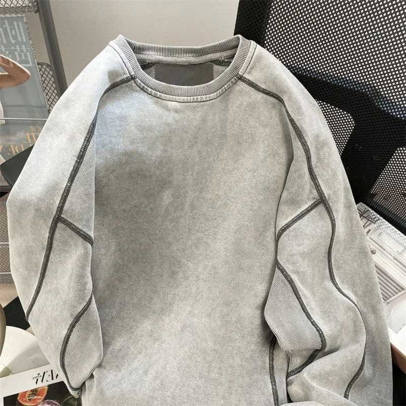 Grey Hoodies Women Plus Velvet Striped Baggy Retro Korean Fashion High Street All-match Coats Cool Hip Hop Thicker Couples NewlyT251105