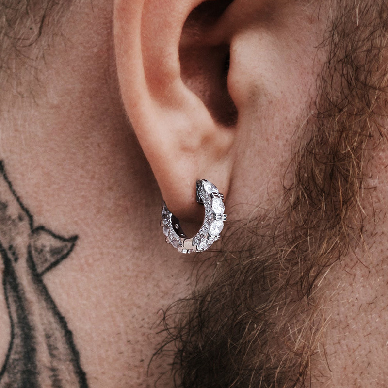 2025 Ins Top Sell Hip Hop Luxury Jewelry 925 Sterling Silver Round Cut 5A Zircon CZ Diamond Elegant Sparkling Handmade Women Men Clip Earring Gift