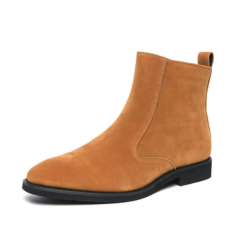 Large size suede Chelsea sizes 38-46, British high top denim for men, zippered leather boots