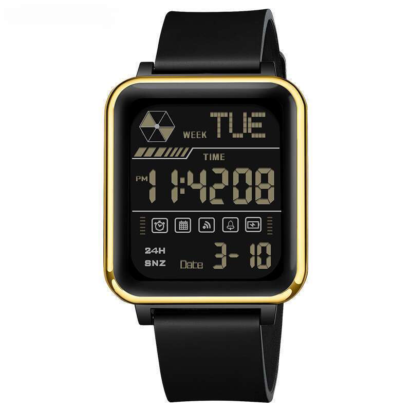 DHwatches Sanda Electronic Multi-Function Square Digital Silicone Luminous Waterproof Unisex Watch