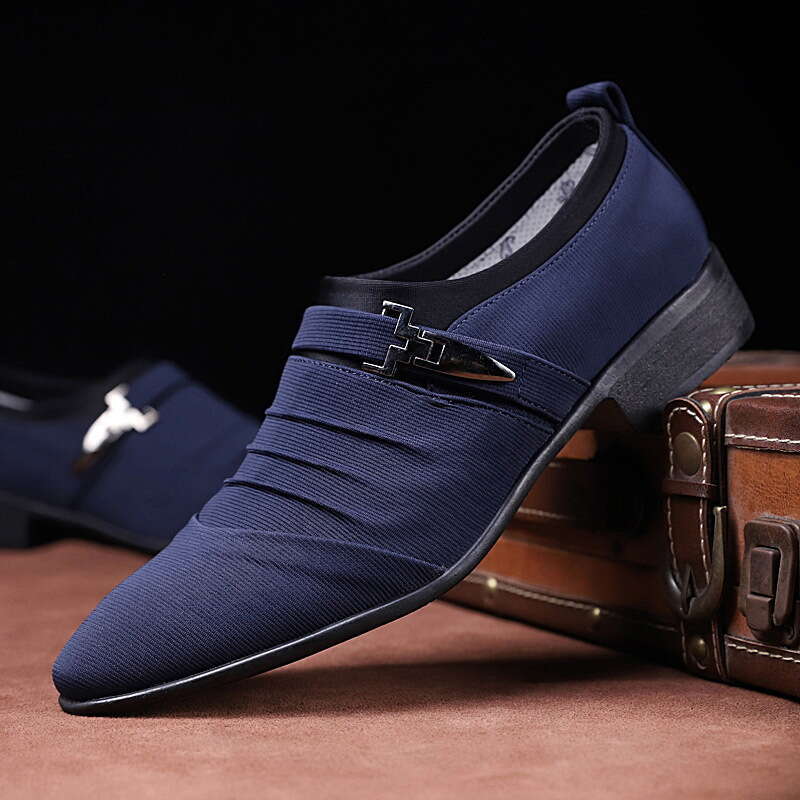 Large Business Casual Leather 38-48 Men's Pointed English Fashion Low Top Cloth Shoes