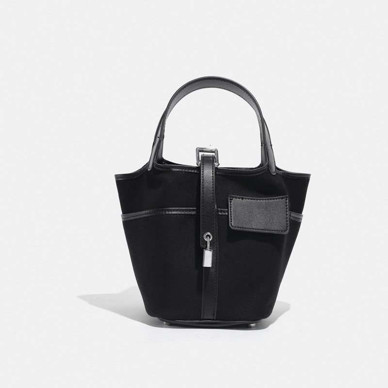 New Product Launch Canvas Splicing Basket Bucket Classic Fashion Versatile Large Capacity Handheld Shoulder Bag Shoulder Bags