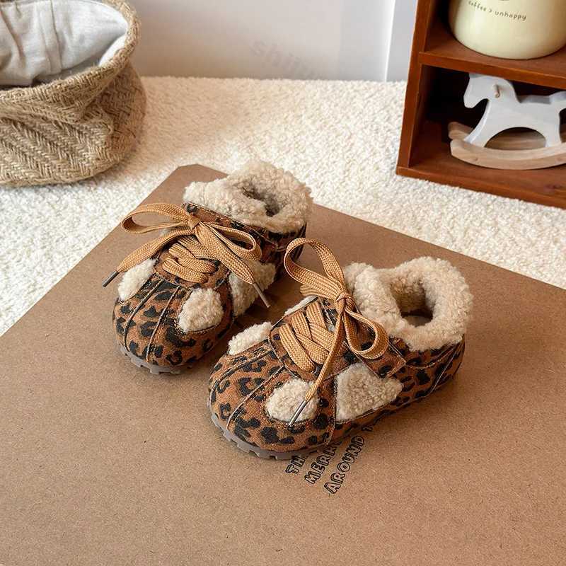 Children Cotton Shoes Leopard Print 2025 Winter New Boys Girls Retro Sports Shoes Kids Toddler Non-Slip Comfortable Casual ShoesT251105