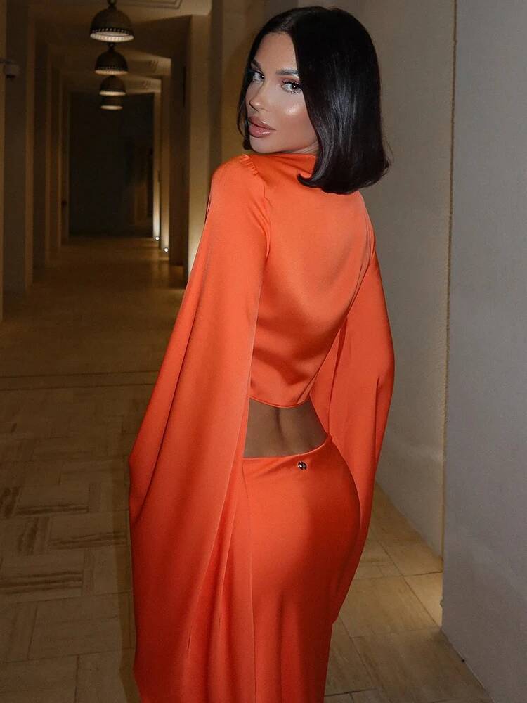 winter jacket women Huhugirl Sets Women Fashion Sexy Streetwear Solid Flare Sleeve Deep V-Neck Tracksuits Tops+Long SkirtsMatching 2 Pieces Female