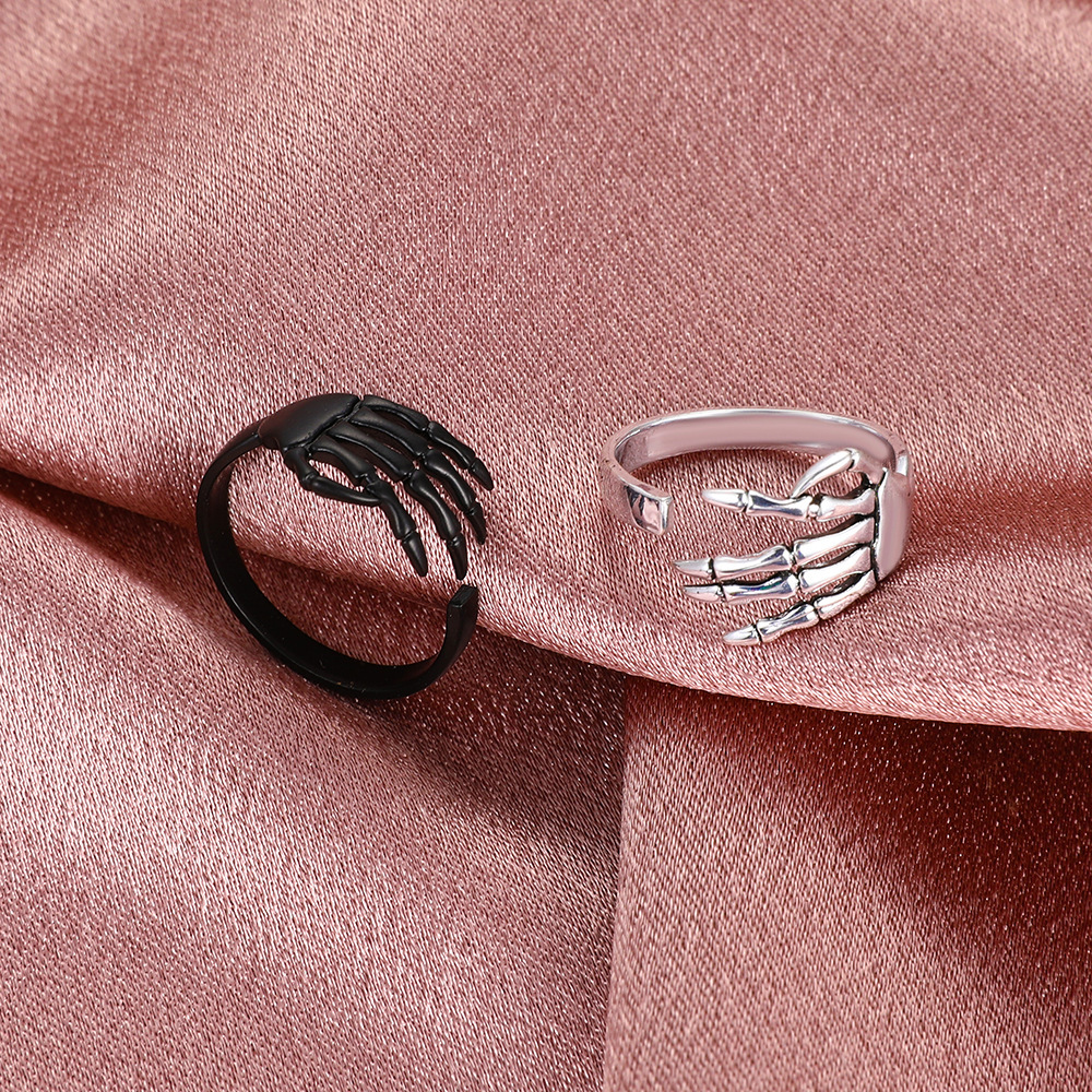 Vintage Open Punk Gothic Adjustable Claw Ring Ins Minimalist Style Women's Jewelry